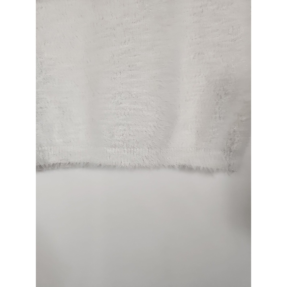 Ellen Tracy Fuzzy Eyelash Chenille Sweater Sparkle Metallic White Womens XS - Picture 11 of 15